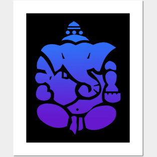 Blue Abstract Lord Ganesha Meditating Posters and Art